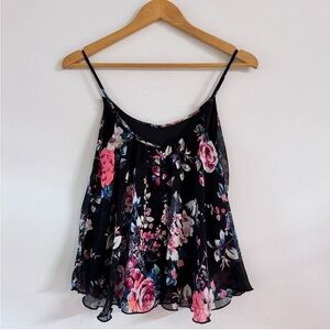 Express - Sleeveless Floral Cami Swing Top in Black Multi